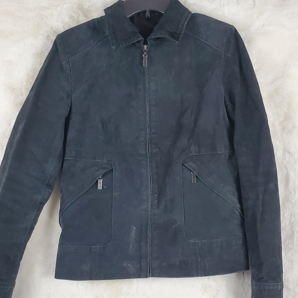 VTG Austin Clothing Womens Small Biker Jacket Black Leather Zip Moto Retro - Picture 11 of 11